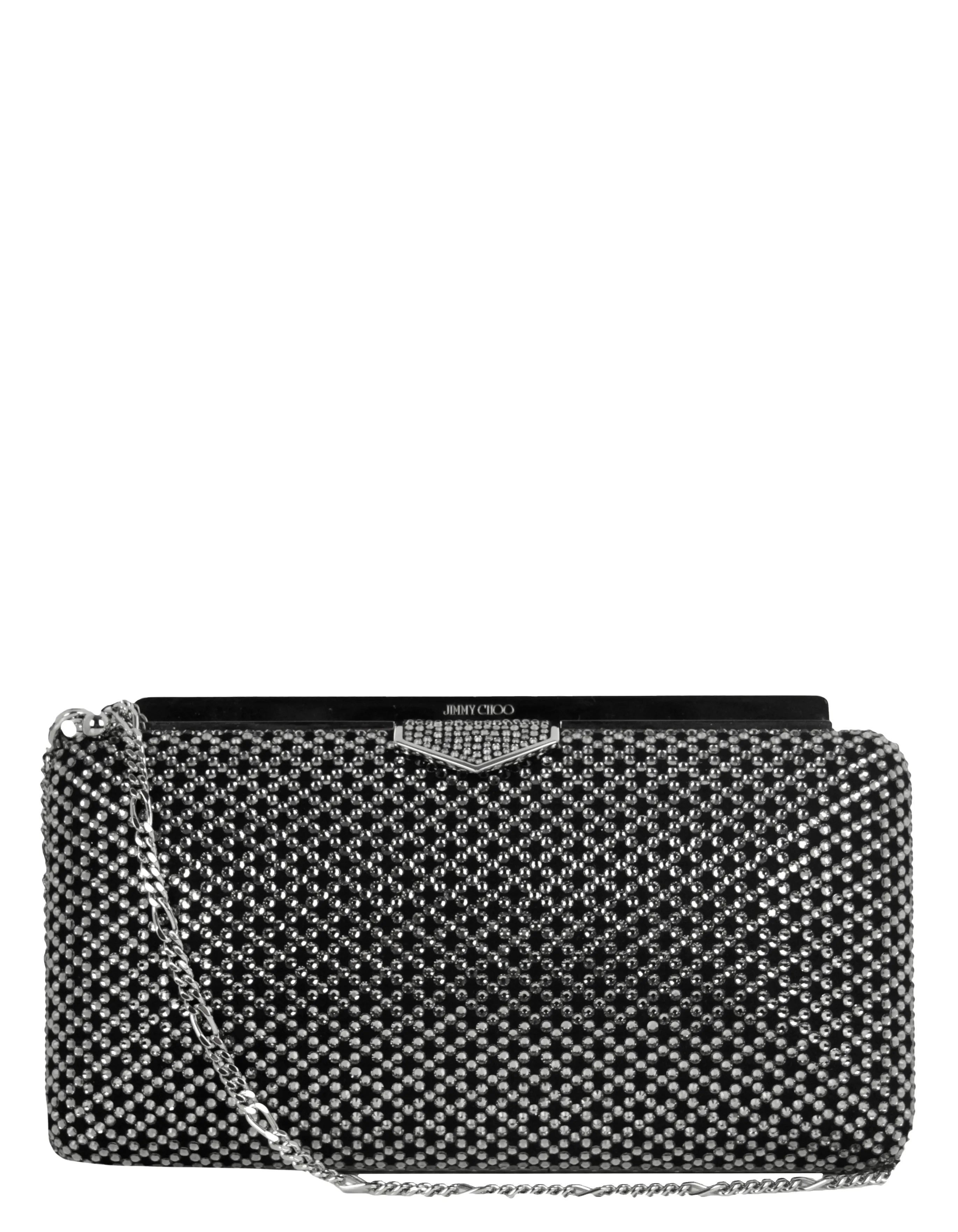 Jimmy Choo Back/ Grey Ellipse Crystal-Embellished Clutch /Shoulder Bag